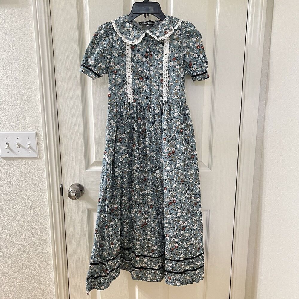 Scarlet Darkness Girls Colonial Prairie Cottagecore Dress Floral Pioneer Sz 10Y